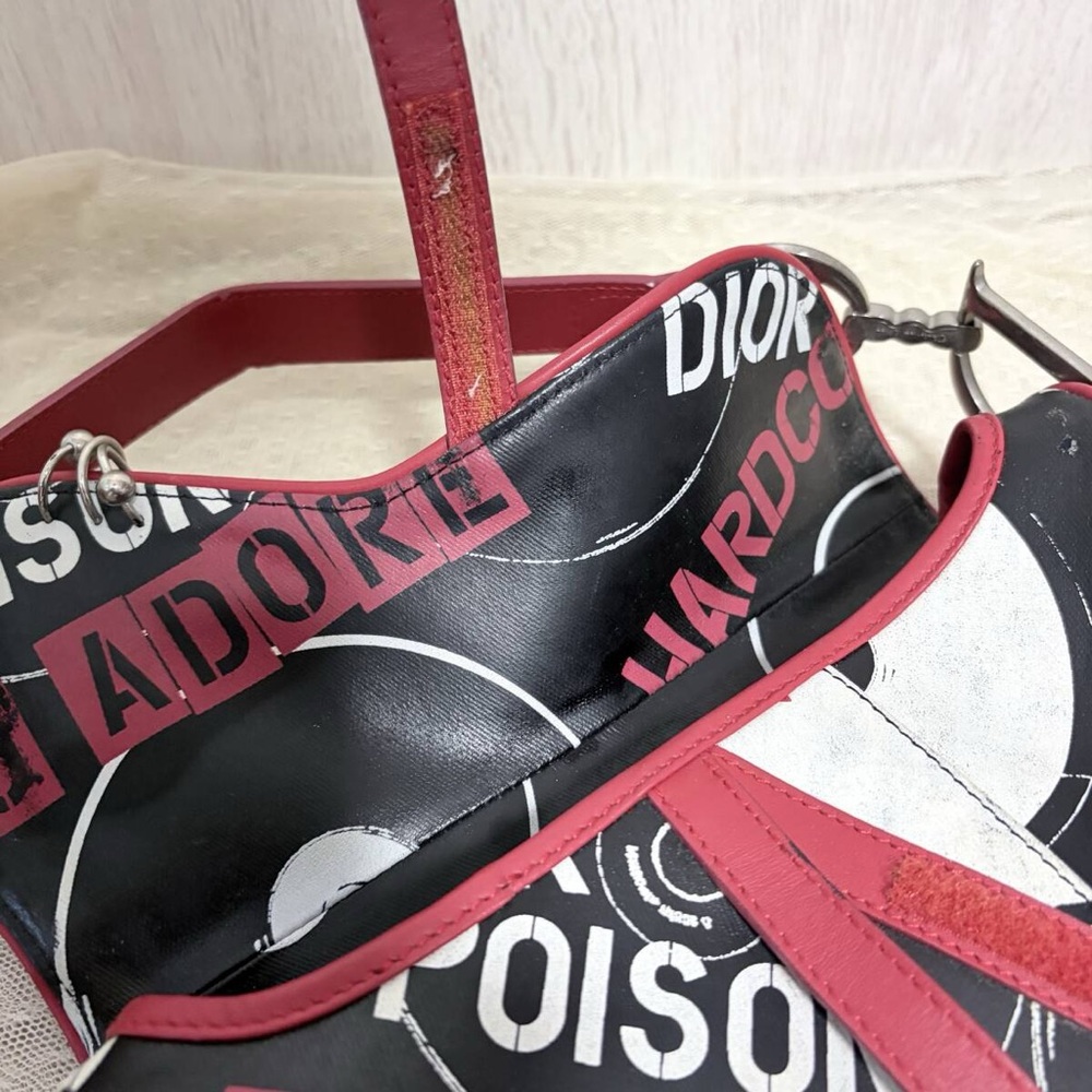 RARE Dior x Galliano Black, Red & White Hardcore Poison Saddle Bag - Picture 9 of 12